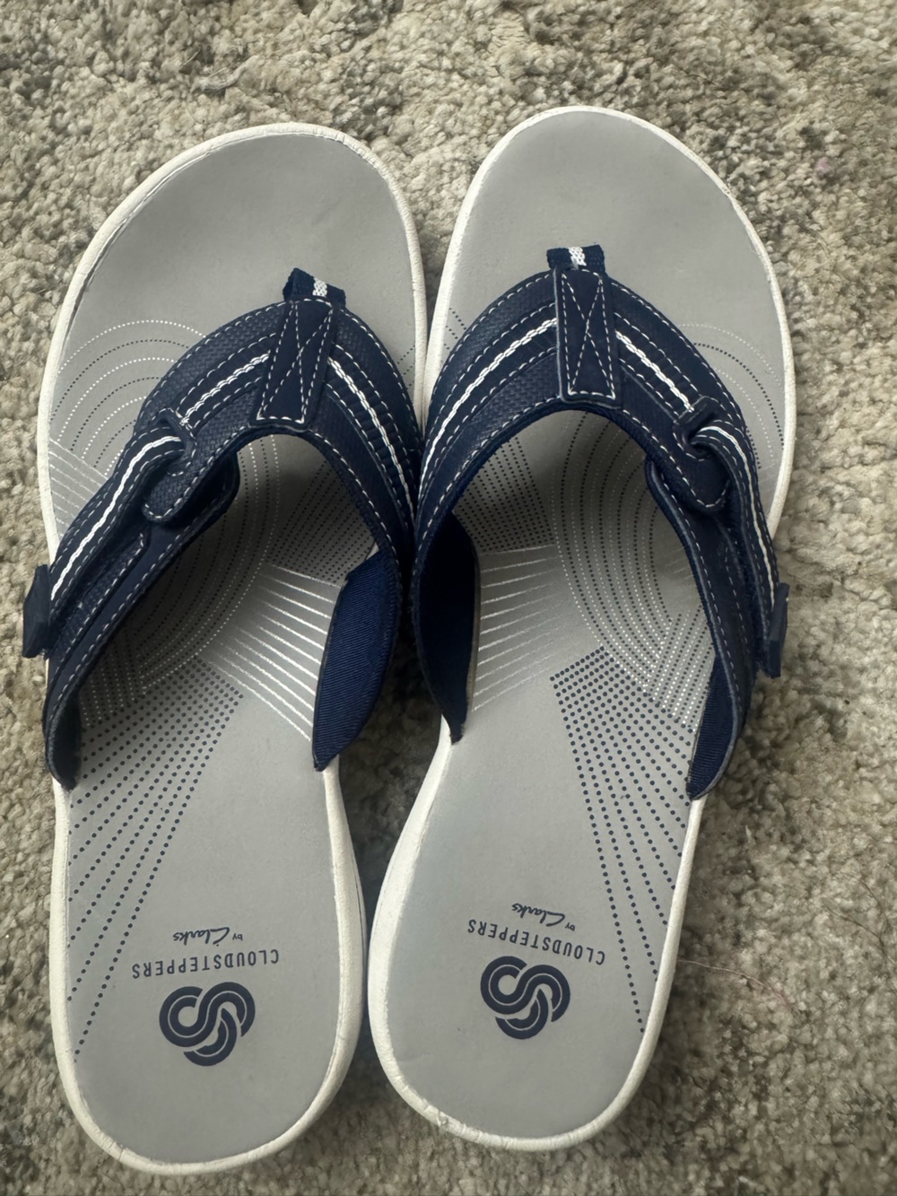 Clarks Navy and Gray Women's Thong Sandals